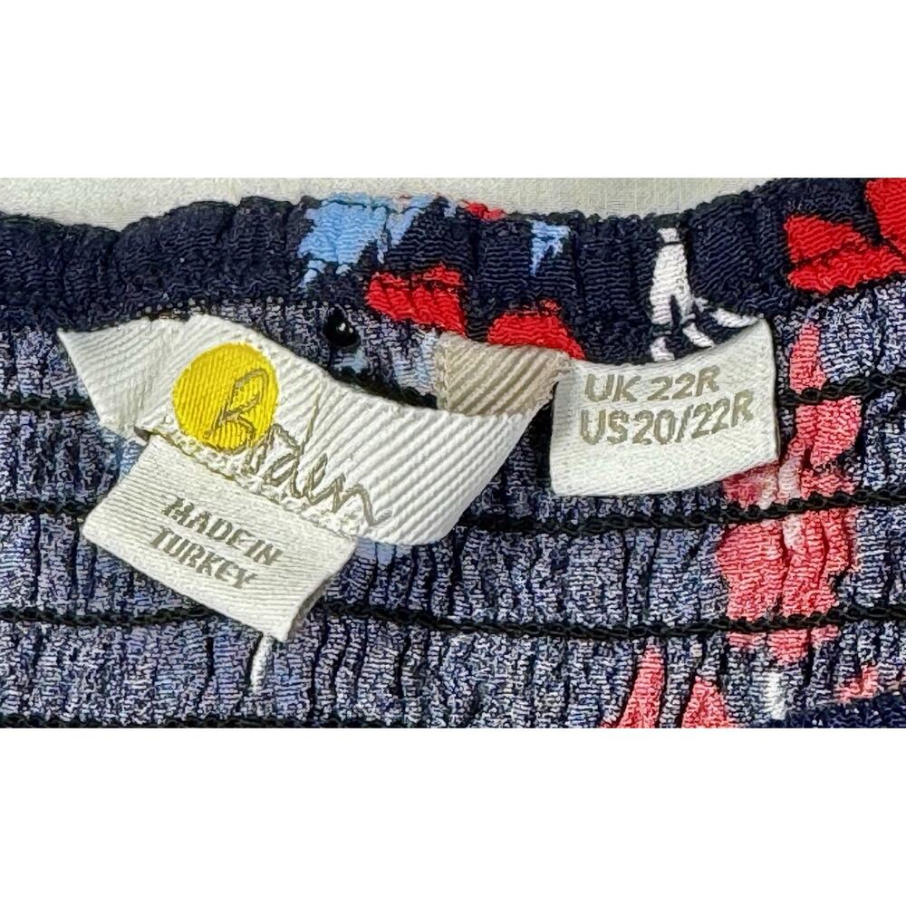 Boden Womens Blue Red Floral Square Neck Smocked Long Sleeve Pockets Maxi Sz 20 - Picture 2 of 5